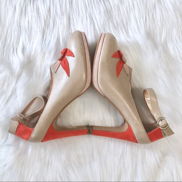 Anthro Miss Albright Colorblock Ankle Strap Heels - Picture 5 of 7